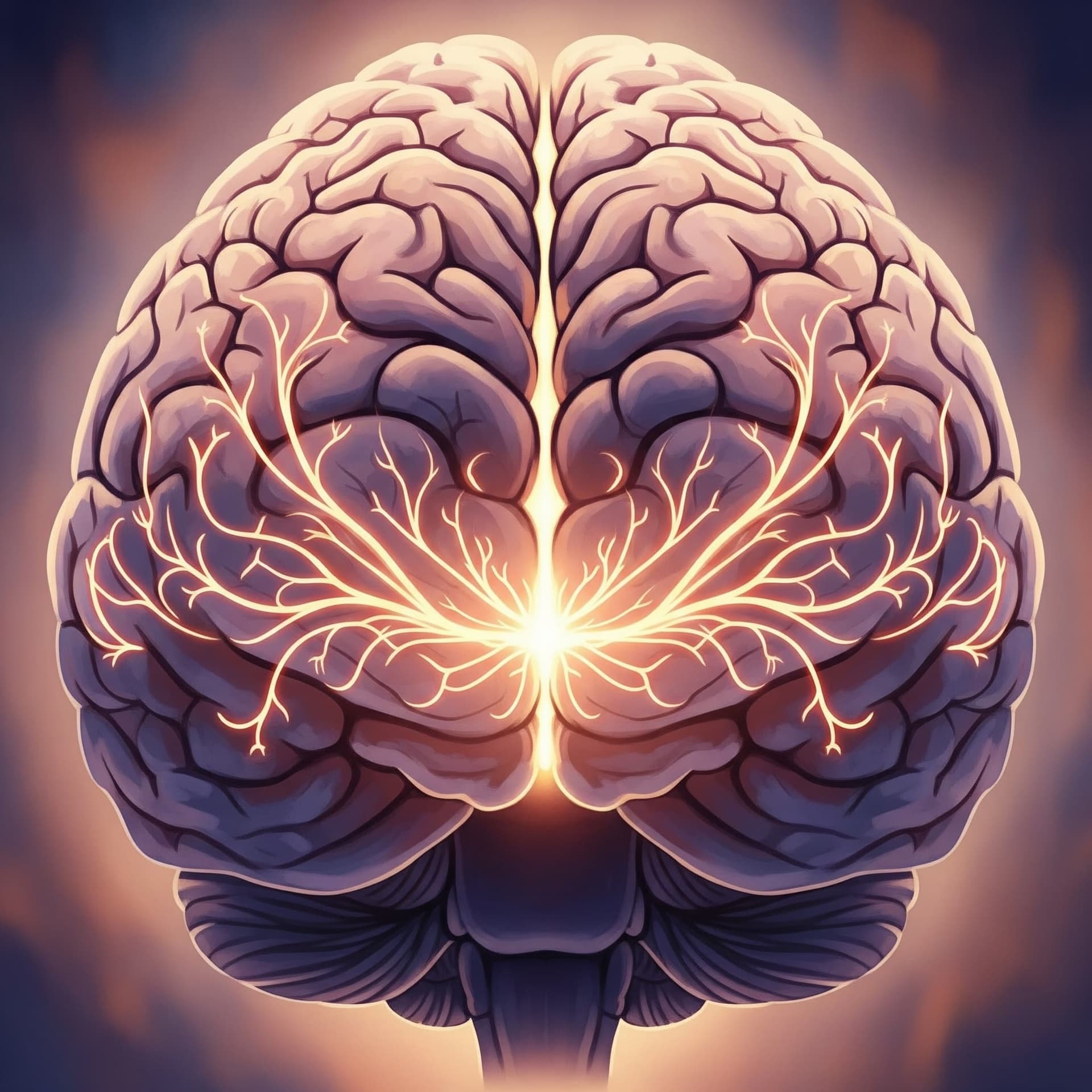 A brain with glowing pathways connecting the left and right hemispheres, symbolizing bilateral stimulation.