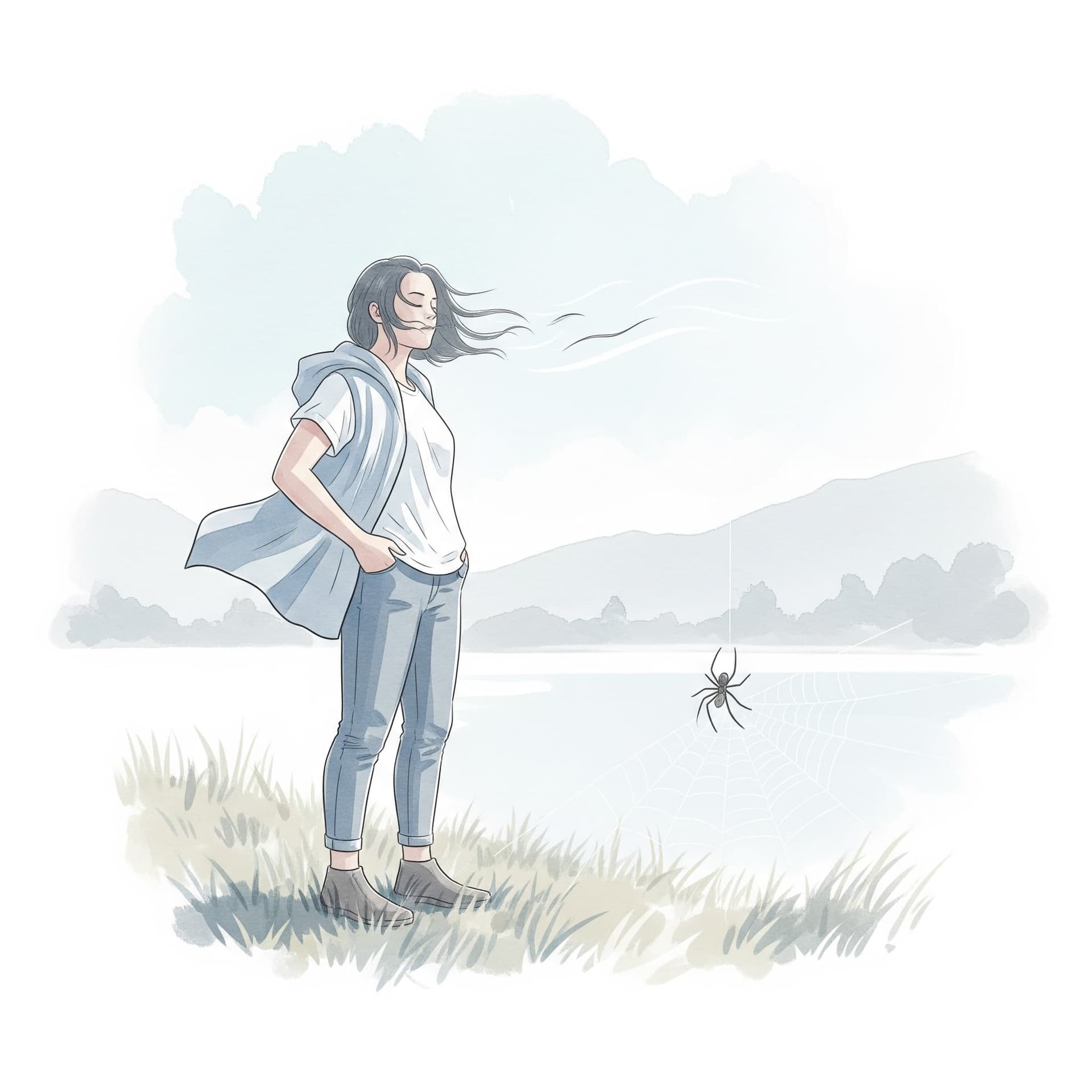 A person standing strong against a gentle breeze, symbolizing resilience and emotional stability.