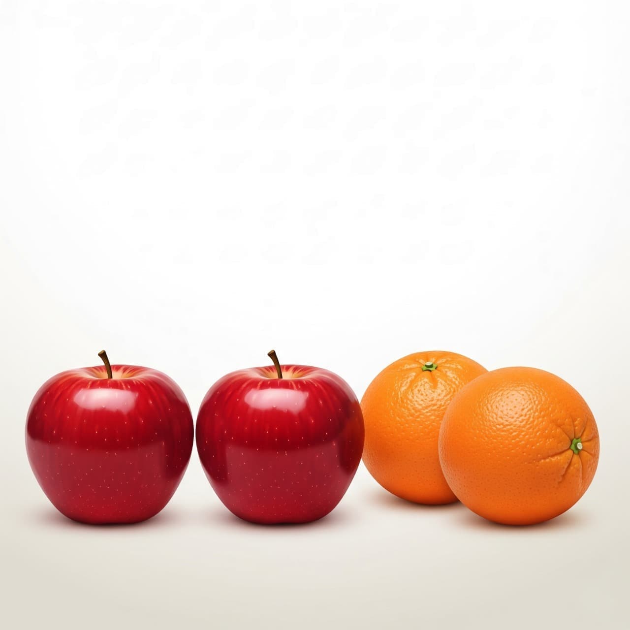 Two apples and two oranges, illustrating the comparison between healthy individuals and PTSD patients.
