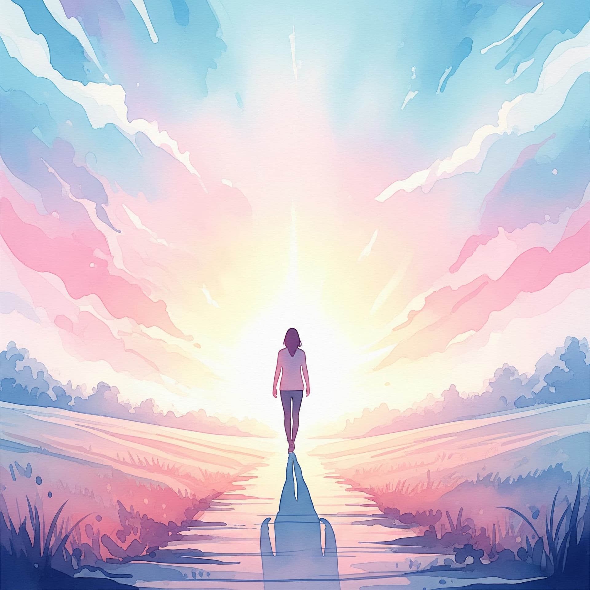 A person walking toward a bright, open future, symbolizing hope and healing.